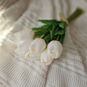 White Tulip Bunch, White Tulip Bouquet, Realtouch Tulips, Faux Tulips, Artificial Tulips