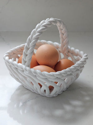 White Woven Porcelain Basket