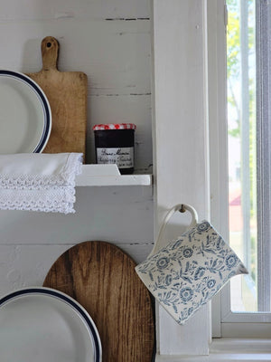 White and Blue Floral Pitcher