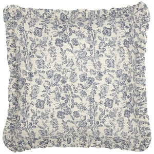 White and Blue Floral Ruffled Euro Sham