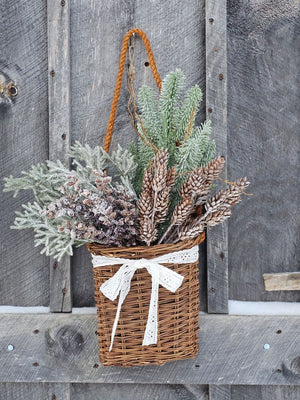 Winter Bouquet in Willow Hanging Basket