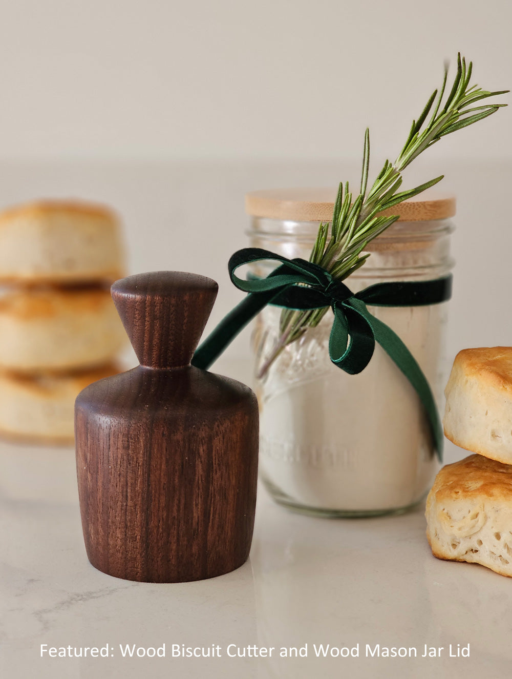 Wooden Biscuit Cutter in Black Walnut Farmhouse Wares