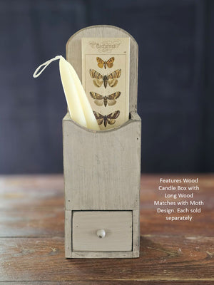Wood Candle Box with Long Wood Matches with Moth Design