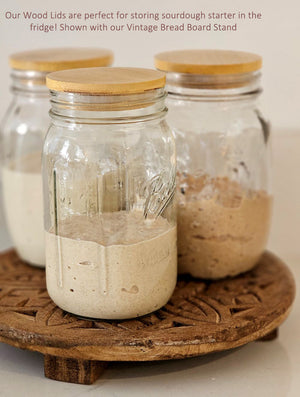 Wood Mason Jar Lids are ideal for storing sourdough starter