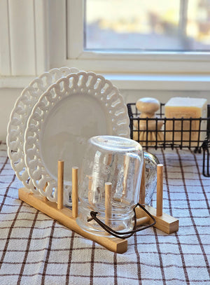 Wood Plate Drying Rack