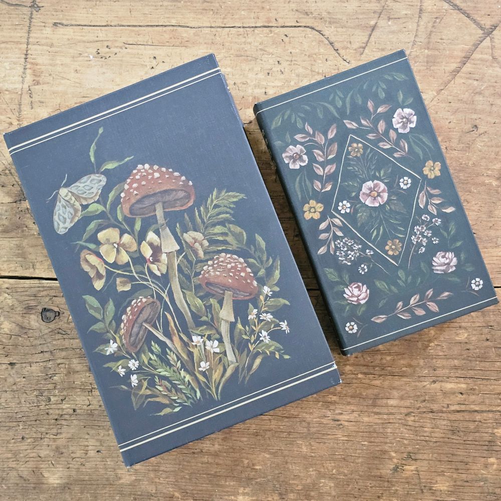Woodland Book Box Set, Woodland Cottage Style Book Box , Mushroom Book Box, Folk Art Book Box
