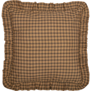  Woodland Cottage Plaid Euro Sham. This 26x26-inch accent piece showcases a refined tartan plaid in nature-inspired hues—olive green, deep reddish-brown, and warm tan—creating a sophisticated yet relaxed aesthetic. 