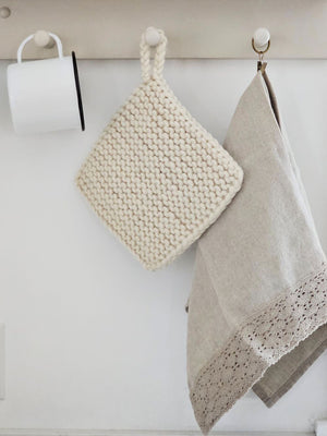 Linen and Crochet Lace Tea Towel Set