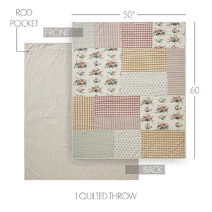 Cottage Rose Patchwork Quilt Throw