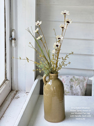 Faded Meadow Flower in Mustard Tan Jug with Handle