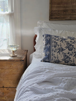 Crisp White Waffle Weave Throw Blanket
