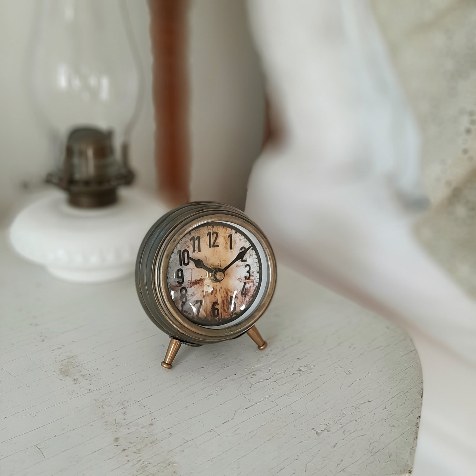 Antiqued Brass Style Table Clock