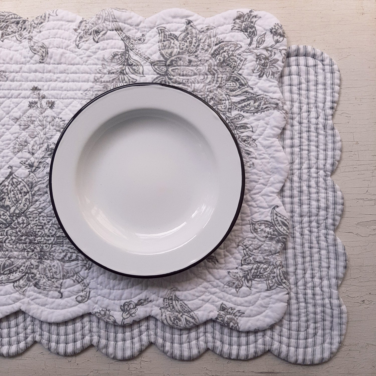 English Pottery Black and White Toile Plates