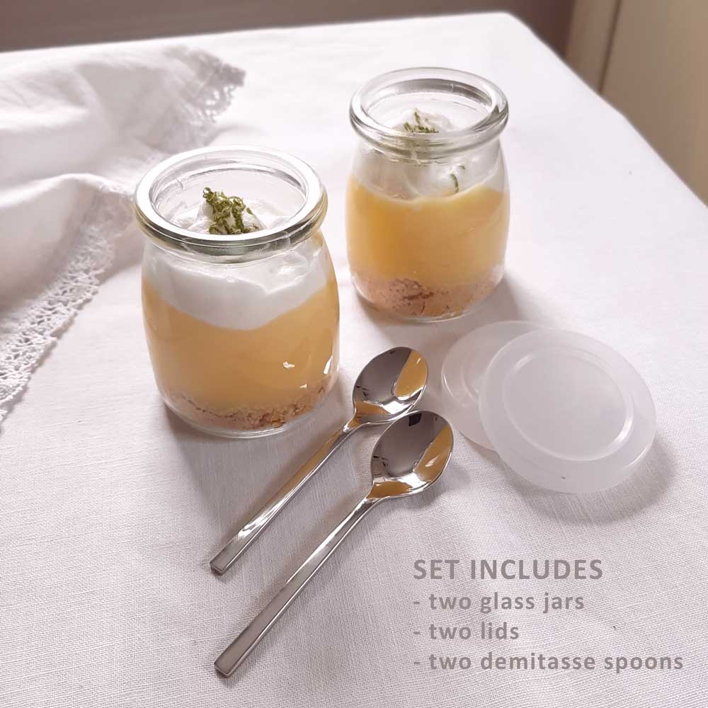 French Style Yogurt Jars and Demitasse Spoon Set