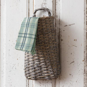 With a bit of old French country charm and simplicity, our Plymouth Wall Basket is a farmhouse accent that has plenty of practicality. Store long serving utensils or let it overflow with your favorite dried flowers. No matter what you choose to stash away in this primitive style basket, it will look right at home in your farmhouse. (Dish Towel not Included.)