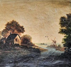 Vintage Landscape Art Print, Seaside Windmill