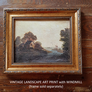 Vintage Landscape Art Print, Seaside Windmill