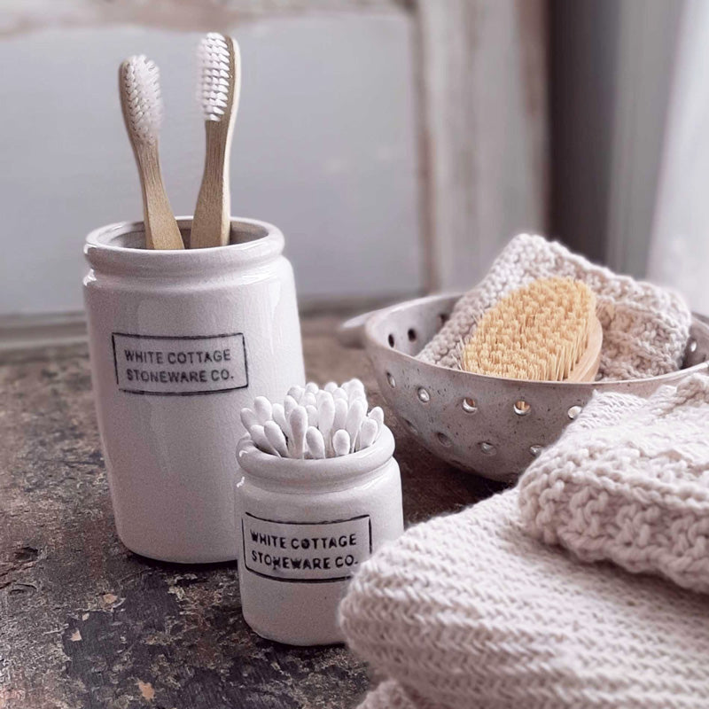 White Cottage Stoneware Jam Jar - Farmhouse Wares