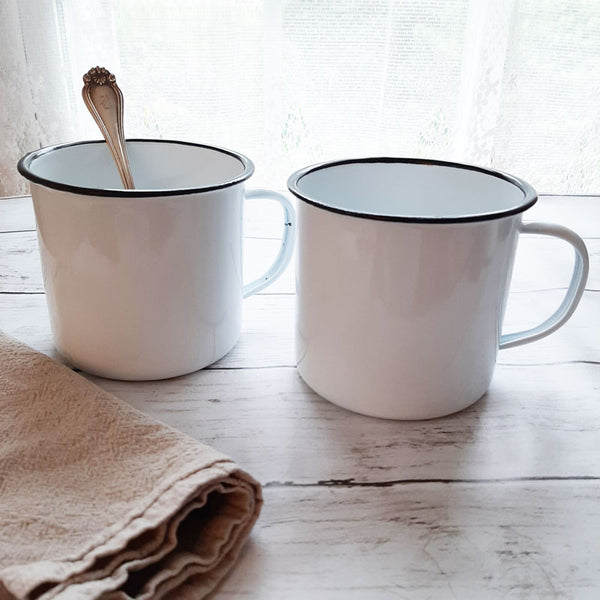Enamel Drinkware Coffee Cups  Enamel Tea Tumbler Spoon Set - High